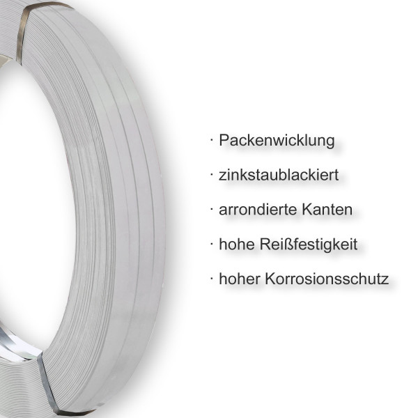 19×0,63mm | Packenwicklung | zinkstaublackiert | Verpackungsstahlband