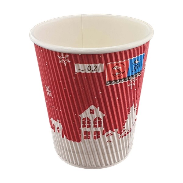 Glühweinbecher 200ml | doppelwandig Pappe | weihnachtlich bedruckt