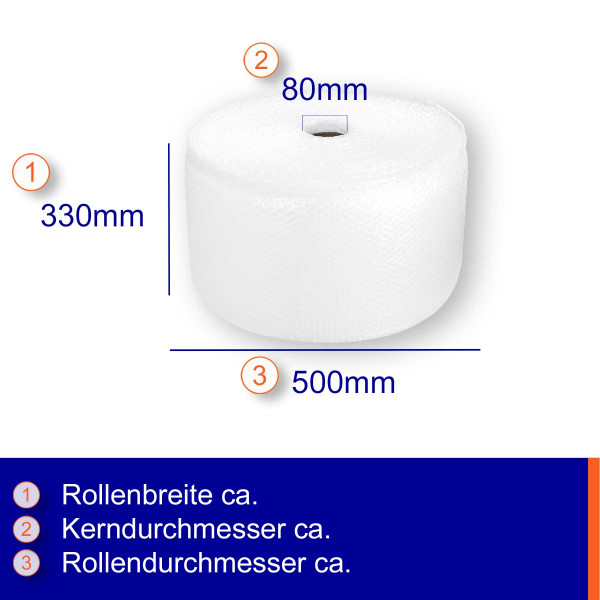 LDPE-Luftpolsterfolie Schlauch 250mm×50m | 80µm | kleingenoppt