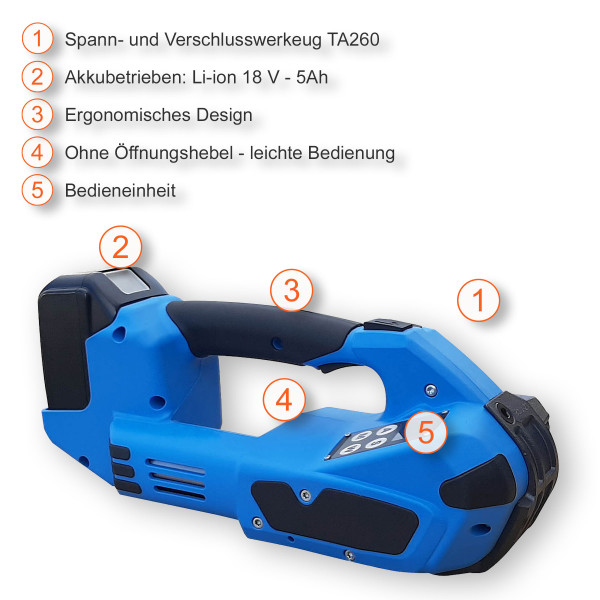 PP / PET Akku - Spann- und Verschlussgerät TA260 / ITA EVO 13-16