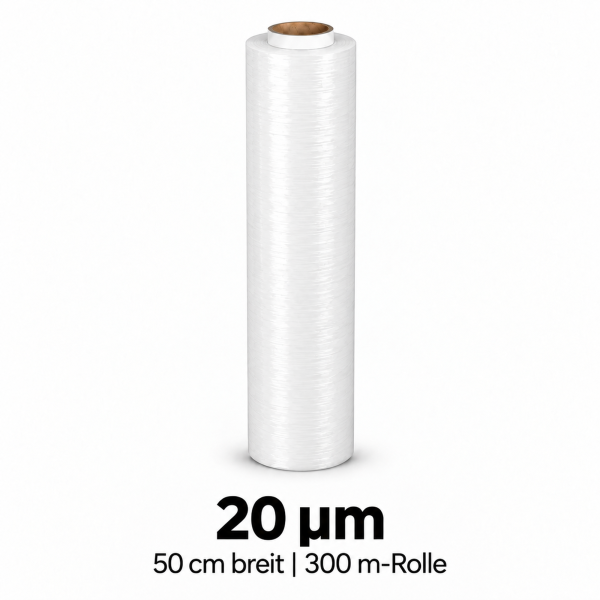 Handstretchfolie - weiß | 20µm | 50cm breit | 300m - Rolle