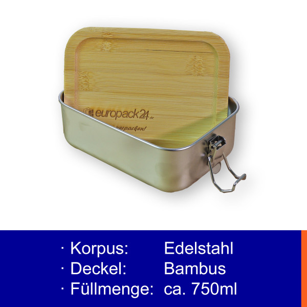 DANKESCHÖN - GESCHENK - Lunchbox aus Edelstahl mit Bambusdeckel