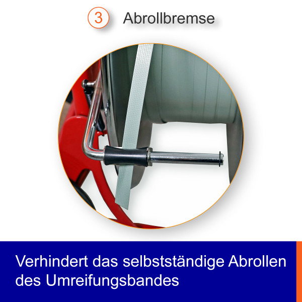 Abrollwagen für PP-/PET-Band und oszilliertes Stahlband (Packenwicklung)