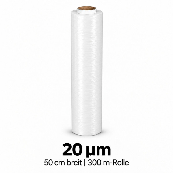 Handstretchfolie - weiß | 20µm | 50cm breit | 300m - Rolle