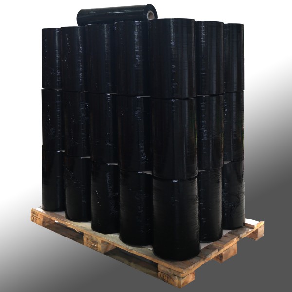 Maschinenstretchfolie * schwarz * 23µm * Power-Folie Dehnung: 170% | Palettenabnahme