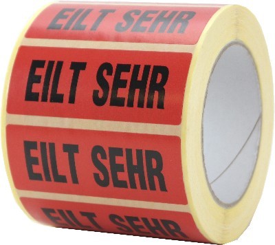Etiketten auf Rolle "Eilt sehr" 90x35mm | 1.000 Blatt