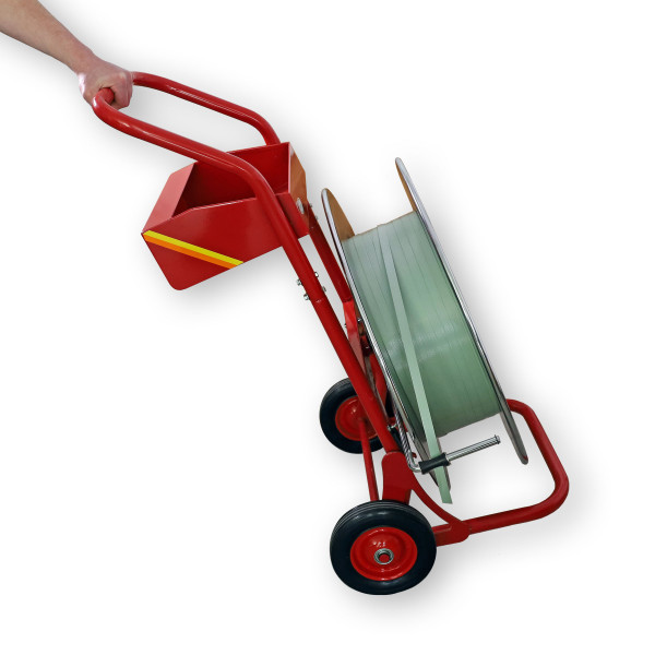 Abrollwagen für PP-/PET-Band und oszilliertes Stahlband (Packenwicklung)