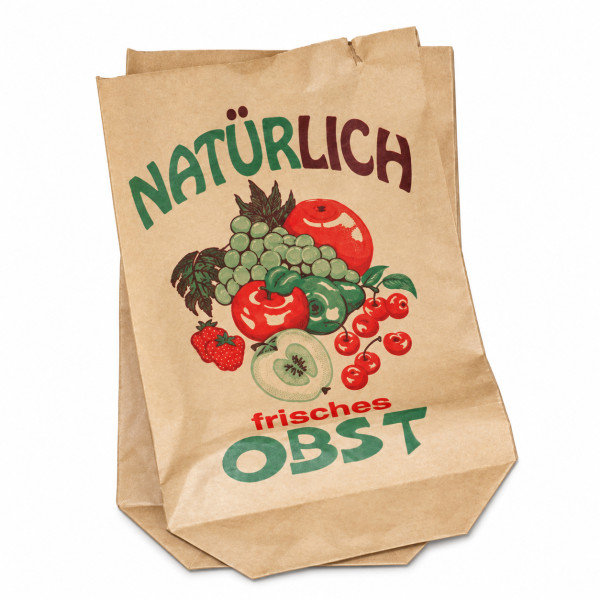 Bodenbeutel Natronpapier Obstmotiv 22,5x37cm