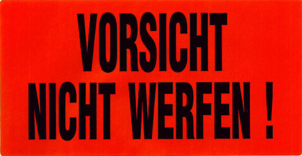 Etiketten auf Rolle "Vorsicht Nicht werfen" 145x76mm | 1.000 Blatt