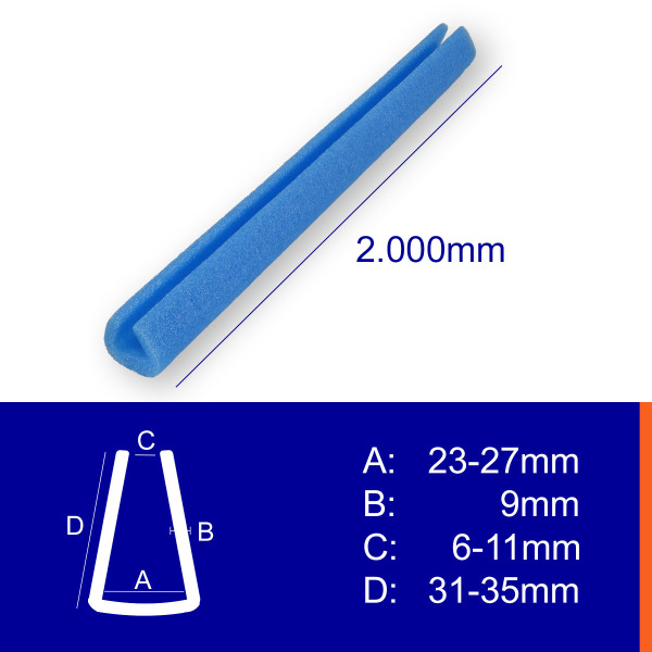Schaumprofil U - Form 15mm/25mm * Stärke: 9mm * Länge: 2m