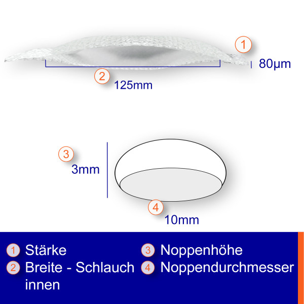 LDPE-Luftpolsterfolie Schlauch 125mm×50m | 80µm | kleingenoppt