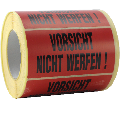 Etiketten auf Rolle "Vorsicht Nicht werfen" 145x76mm | 1.000 Blatt