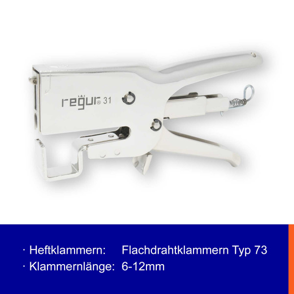 Verpackungsheftzange mit Winkelamboss