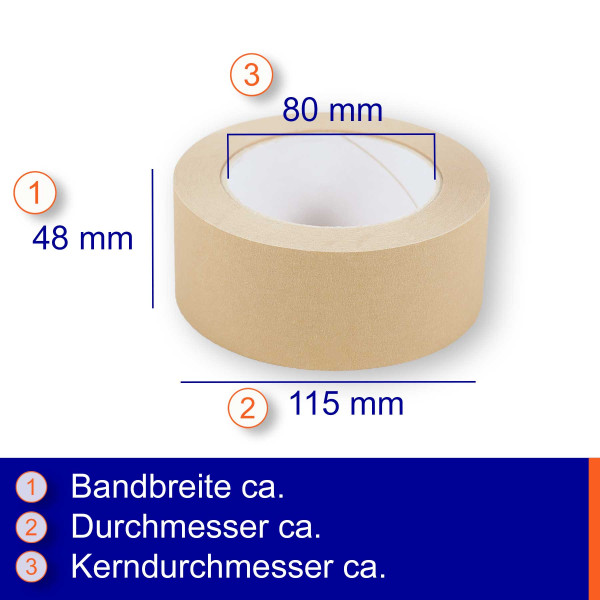Papier-Packband | 48mm×50m | 115/145µm | braun