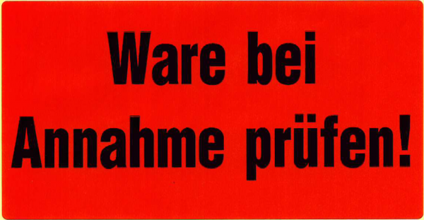 Etiketten auf Rolle "bei Annahme prüfen" 145x76mm | 1.000 Blatt
