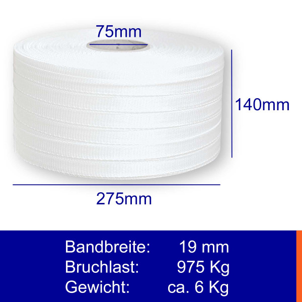 19mm * PES Textilband * 975kg * 400m * kreuzgewebt