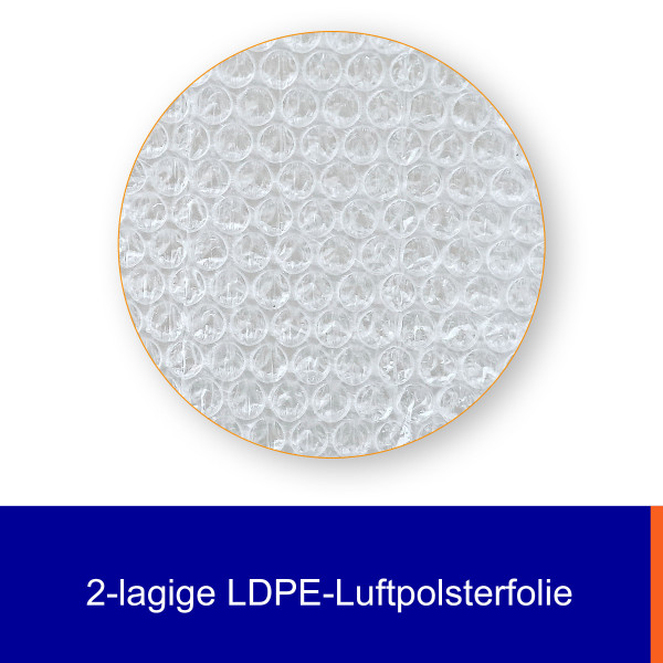 LDPE-Luftpolsterfolie Schlauch 125mm×50m | 80µm | kleingenoppt