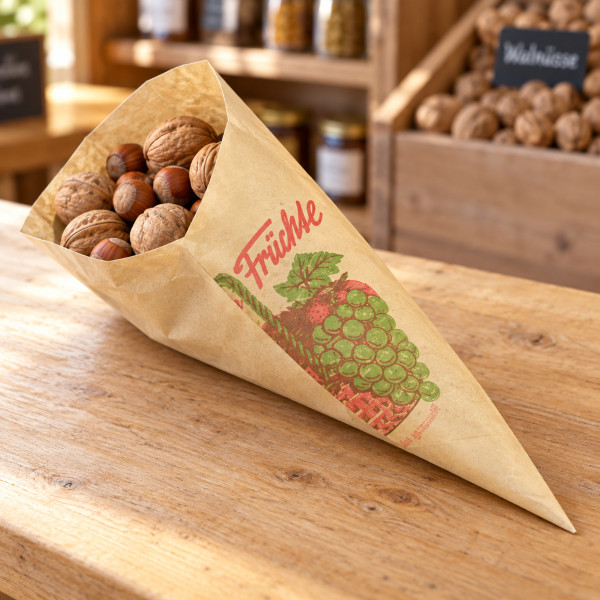 Spitztüte Obstmotiv 38cm * Stärke: 60g/qm *