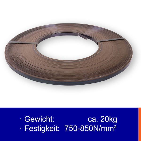 12,7×0,5mm | Scheibenwicklung | gebläut & gewachst | Verpackungsstahlband