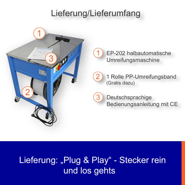 EP-202 halbautomatische Umreifungsmaschine
