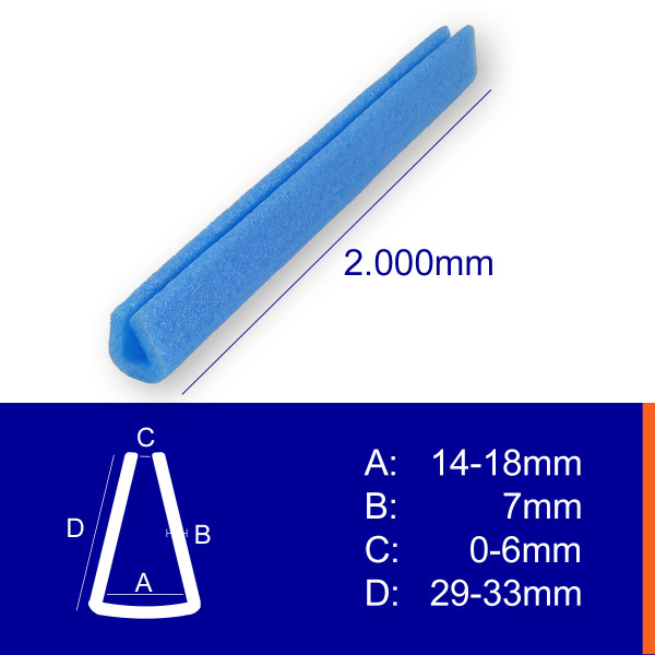 Schaumprofil U - Form 5mm/15mm * Stärke: 7mm * Länge: 2m