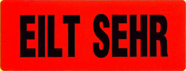 Etiketten auf Rolle "Eilt sehr" 90x35mm | 1.000 Blatt