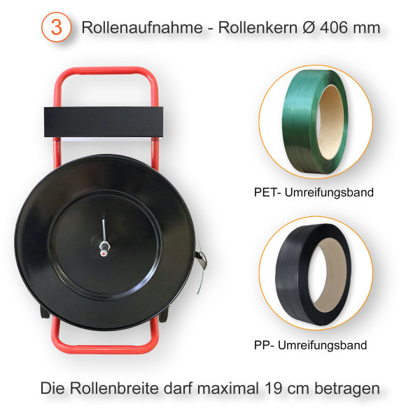 Abrollwagen für PP / PET - Band Rollen