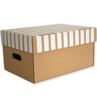 Geschenkschachtel mit Deckel 460x330x250 natur-gestreift 30er