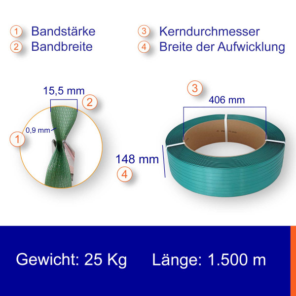 PET 15,5x0,90mm 406/148 - PET-Band * 1500m