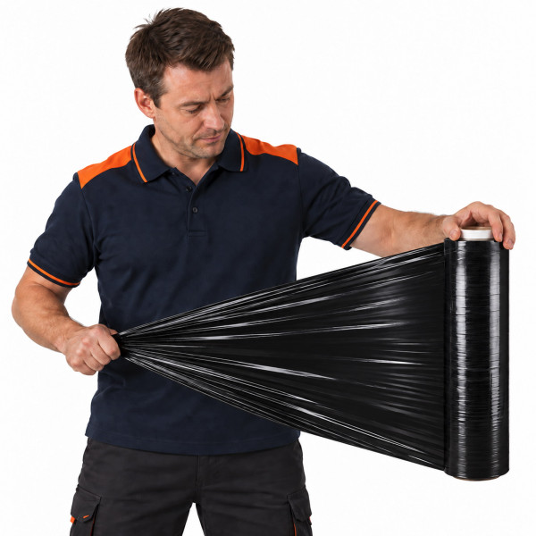 Handstretchfolie - schwarz | 20µm | 50cm breit | 300m - Rolle