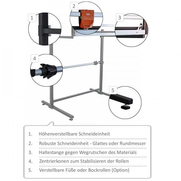 Schwerlast Schneidständer - Abrollständer mit Schneideinheit