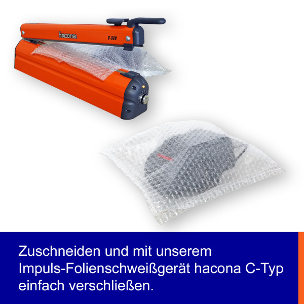 LDPE-Luftpolsterfolie Schlauch 250mm×50m | 80µm | kleingenoppt