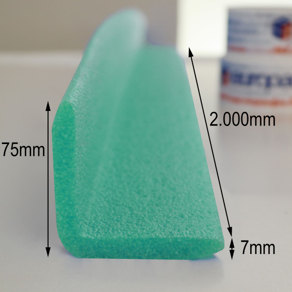 Schaumprofil L - Form 75mm * Stärke: 10mm * Länge: 2m