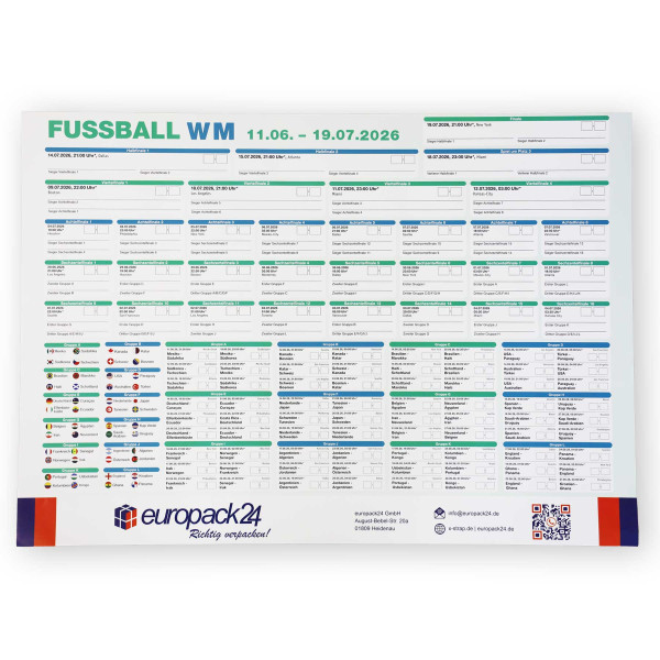 Fußball WM 2026 Wandplaner DIN A2