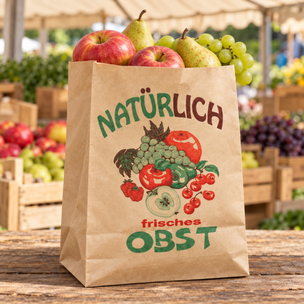 Bodenbeutel Natronpapier Obstmotiv 22,5x37cm