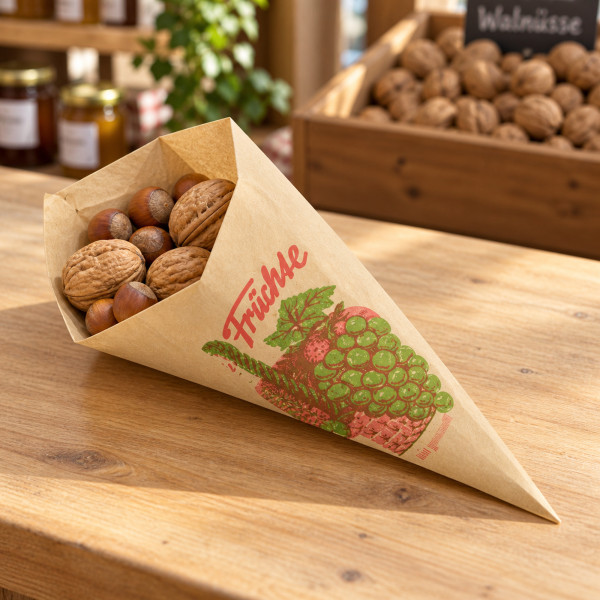 Spitztüte Obstmotiv 31cm * Stärke: 60g/qm *