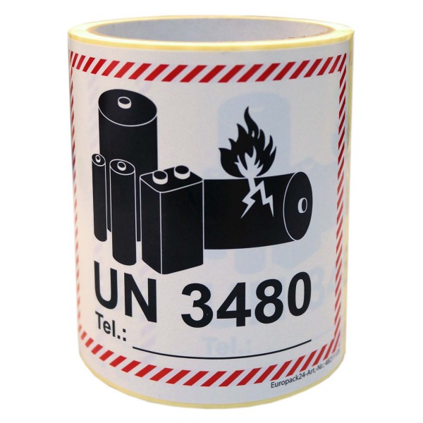 Gefahrgutetiketten auf Rolle "UN 3480" * 110x120mm * 100 Blatt