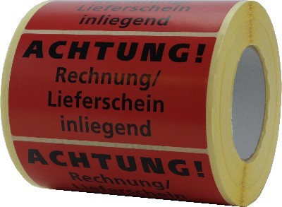 Etiketten auf Rolle "Rechnung innenliegend" 145x76mm | 1.000 Blatt