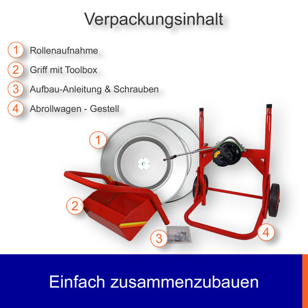 Abrollwagen für PP-/PET-Band und oszilliertes Stahlband (Packenwicklung)