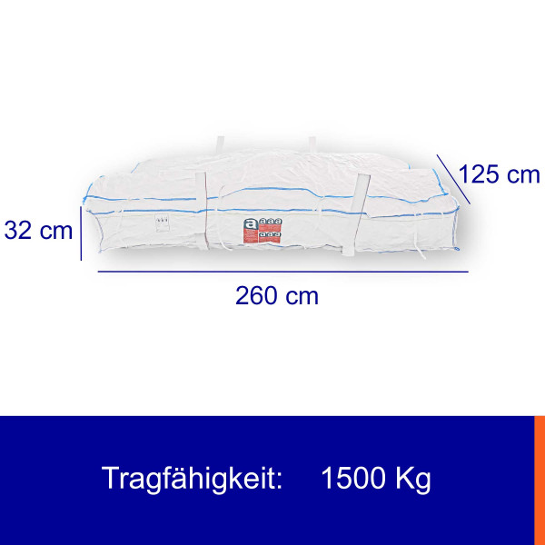 Big Bag 260×125×32cm | mit 4 Schürzenklappen und flachem Boden
