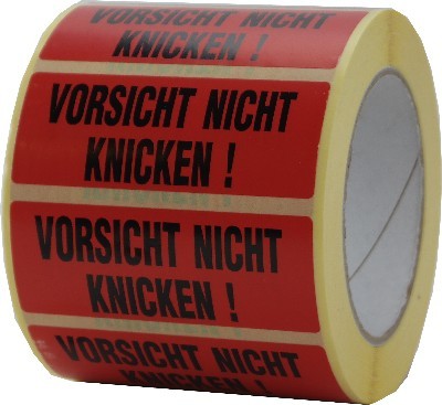 Etiketten auf Rolle "nicht knicken" 90x35mm | 1.000 Blatt