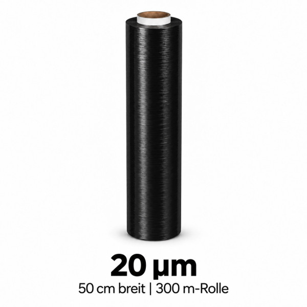 Handstretchfolie - schwarz | 20µm | 50cm breit | 300m - Rolle