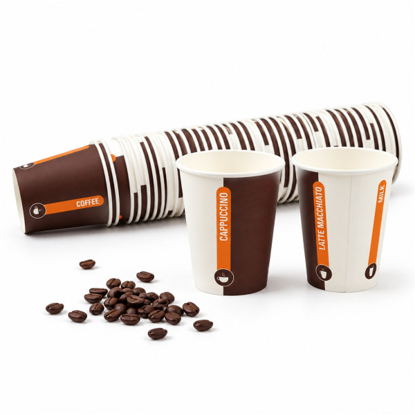 Kaffeebecher einwandig Pappe | bedruckt | 200ml | 100er Pack