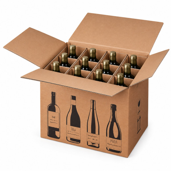 Flaschenkarton für 12 Flaschen 0,75 L | 420x305x368mm | 2-wellig
