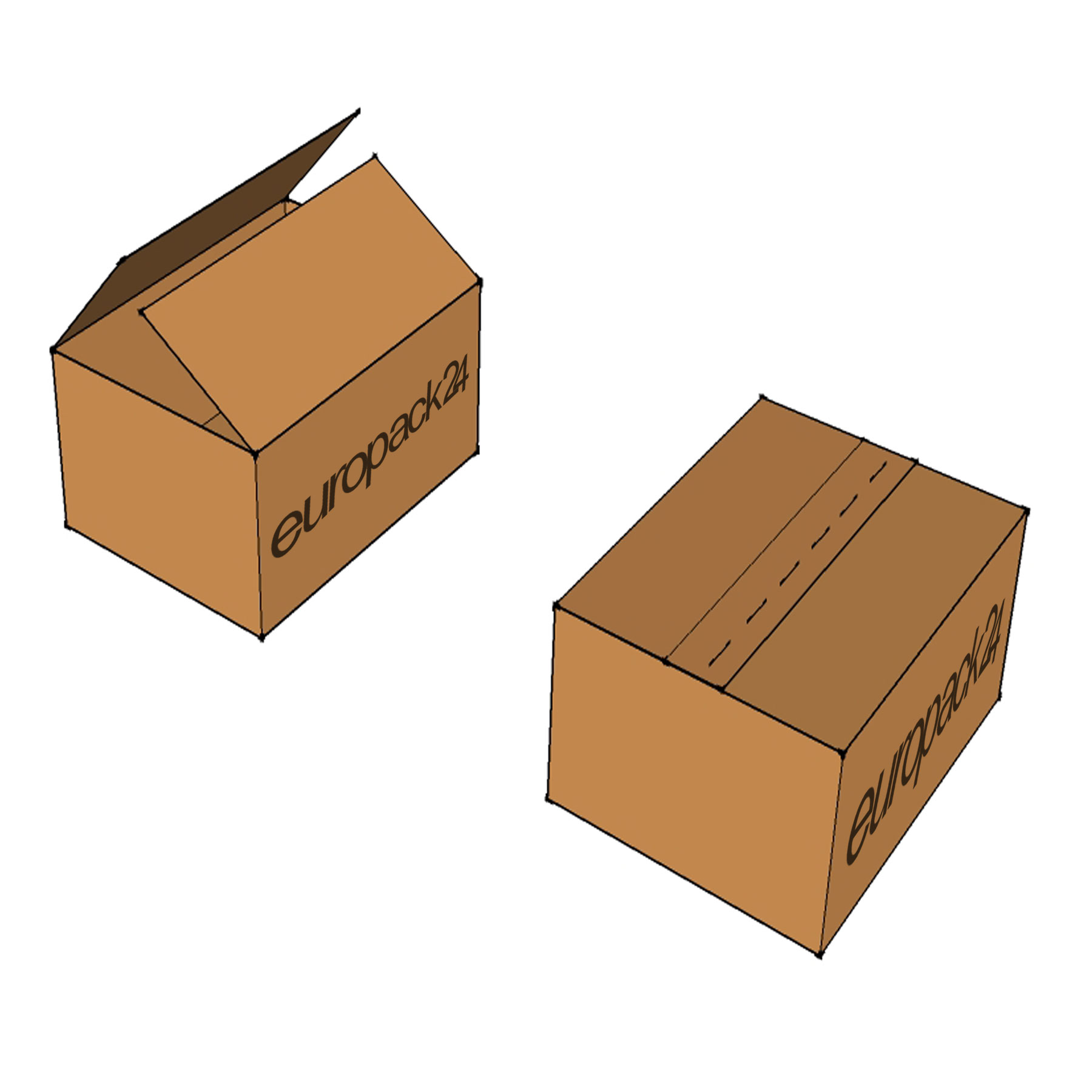 Karton mit Klammern verschlossen