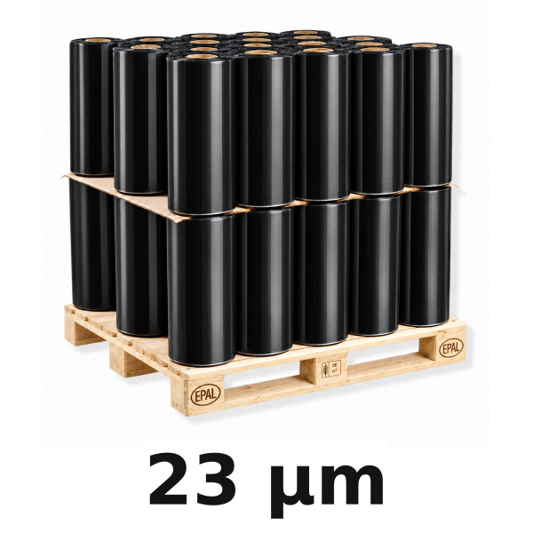 Maschinenstretchfolie | schwarz - 23µm | Power-Folie Dehnung: 170% | Palettenabnahme