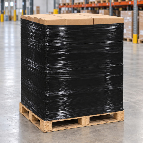Maschinenstretchfolie | schwarz - 23µm | Power-Folie Dehnung: 170% | Palettenabnahme