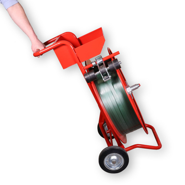 Abrollwagen für oszilliertes Stahlband (Packenwicklung) und PP-/PET-Band