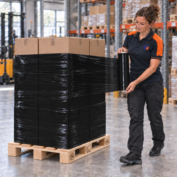 Handstretchfolie - schwarz | 20µm | 50cm breit | 300m - Rolle
