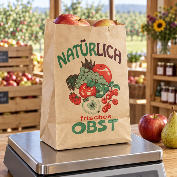 Bodenbeutel Natronpapier Obstmotiv 22,5x37cm